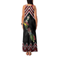 New Zealand Christmas Taniko Poutama Family Matching Tank Maxi Dress and Hawaiian Shirt Flora Map with Birds - Polynesian Pride