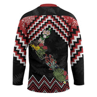 New Zealand Christmas Taniko Poutama Hockey Jersey Flora Map with Birds - Polynesian Pride