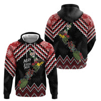 New Zealand Christmas Taniko Poutama Hoodie Flora Map with Birds - Polynesian Pride