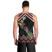 New Zealand Christmas Taniko Poutama Men Tank Top Flora Map with Birds - Polynesian Pride
