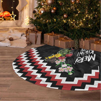 New Zealand Christmas Taniko Poutama Tree Skirt Flora Map with Birds - Polynesian Pride