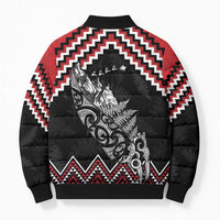 New Zealand Christmas Taniko Poutama Bomber Puffer Jacket Mountainscape Maori Fern - Polynesian Pride
