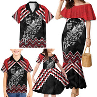 New Zealand Christmas Taniko Poutama Family Matching Mermaid Dress and Hawaiian Shirt Mountainscape Maori Fern - Polynesian Pride