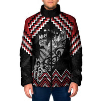 New Zealand Christmas Taniko Poutama Padded Jacket Mountainscape Maori Fern - Polynesian Pride