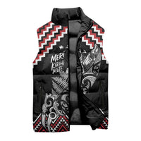 New Zealand Christmas Taniko Poutama Sleeveless Puffer Jacket Mountainscape Maori Fern - Polynesian Pride