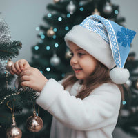 Bula Fiji Classic Masi Tapa Christmas Santa Hat Turquoise - Polynesian Pride