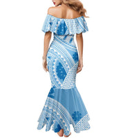 Bula Fiji Classic Masi Tapa Family Matching Mermaid Dress and Hawaiian Shirt Turquoise - Polynesian Pride