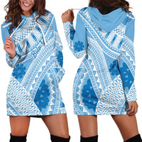 Bula Fiji Classic Masi Tapa Hoodie Dress Turquoise - Polynesian Pride