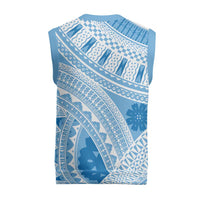 Bula Fiji Classic Masi Tapa Christmas Knitted V-Neck Vest Turquoise - Polynesian Pride