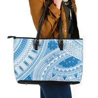 Bula Fiji Classic Masi Tapa Leather Tote Bag Turquoise - Polynesian Pride