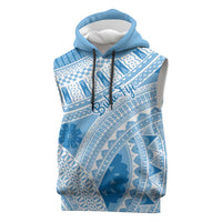Bula Fiji Classic Masi Tapa Sleeveless Hoodie Turquoise - Polynesian Pride