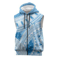 Bula Fiji Classic Masi Tapa Sleeveless Zip Hoodie Turquoise LT7 Turquoise - Polynesian Pride