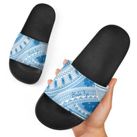 Bula Fiji Classic Masi Tapa Slide Sandals Turquoise - Polynesian Pride