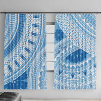Bula Fiji Classic Masi Tapa Window Curtain Turquoise - Polynesian Pride