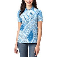 Bula Fiji Classic Masi Tapa Women Polo Shirt Turquoise - Polynesian Pride