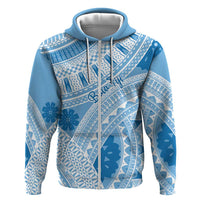 Bula Fiji Classic Masi Tapa Zip Hoodie Turquoise - Polynesian Pride
