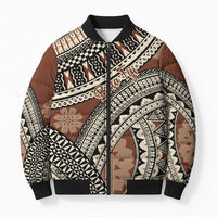 Bula Fiji Classic Masi Tapa Bomber Puffer Jacket Vintage Brown - Polynesian Pride