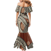 Bula Fiji Classic Masi Tapa Family Matching Mermaid Dress and Hawaiian Shirt Vintage Brown - Polynesian Pride