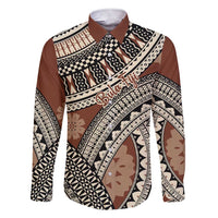 Bula Fiji Classic Masi Tapa Family Matching Short Sleeve Bodycon Dress and Hawaiian Shirt Vintage Brown - Polynesian Pride