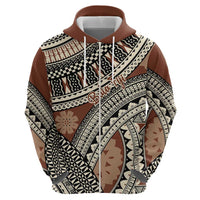 Bula Fiji Classic Masi Tapa Hoodie Vintage Brown - Polynesian Pride