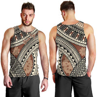 Bula Fiji Classic Masi Tapa Men Tank Top Vintage Brown - Polynesian Pride