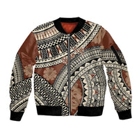 Bula Fiji Classic Masi Tapa Sleeve Zip Bomber Jacket Vintage Brown - Polynesian Pride