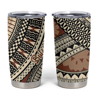 Bula Fiji Classic Masi Tapa Tumbler Cup Vintage Brown - Polynesian Pride
