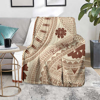 Bula Fiji Classic Masi Tapa Blanket Vintage Beige - Polynesian Pride