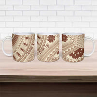 Bula Fiji Classic Masi Tapa Ceramic Mug Vintage Beige - Polynesian Pride