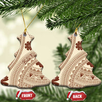 Bula Fiji Classic Masi Tapa Ceramic Ornament Vintage Beige - Polynesian Pride