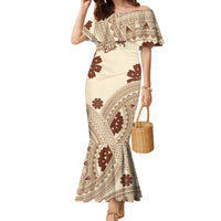 Bula Fiji Classic Masi Tapa Family Matching Mermaid Dress and Hawaiian Shirt Vintage Beige - Polynesian Pride