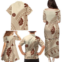 Bula Fiji Classic Masi Tapa Family Matching Puletasi and Hawaiian Shirt Vintage Beige - Polynesian Pride