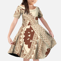 Bula Fiji Classic Masi Tapa Family Matching Summer Maxi Dress and Hawaiian Shirt Vintage Beige - Polynesian Pride