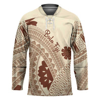 Bula Fiji Classic Masi Tapa Hockey Jersey Vintage Beige LT7 Unisex Beige - Polynesian Pride
