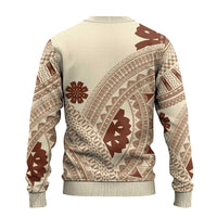 Bula Fiji Classic Masi Tapa Ugly Christmas Sweater Vintage Beige - Polynesian Pride