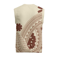 Bula Fiji Classic Masi Tapa Christmas Knitted V-Neck Vest Vintage Beige - Polynesian Pride