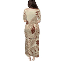 Bula Fiji Classic Masi Tapa Puletasi Vintage Beige - Polynesian Pride