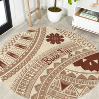 Bula Fiji Classic Masi Tapa Round Carpet Vintage Beige LT7 Beige - Polynesian Pride