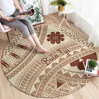 Bula Fiji Classic Masi Tapa Round Carpet Vintage Beige LT7 - Polynesian Pride