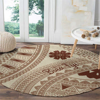 Bula Fiji Classic Masi Tapa Round Carpet Vintage Beige LT7 - Polynesian Pride