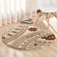 Bula Fiji Classic Masi Tapa Round Carpet Vintage Beige LT7 - Polynesian Pride