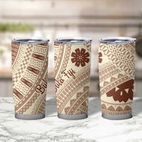 Bula Fiji Classic Masi Tapa Tumbler Cup Vintage Beige - Polynesian Pride