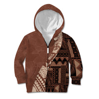 Bula Fiji Kid Hoodie Tribal Masi Tapa - Brown LT7 - Polynesian Pride