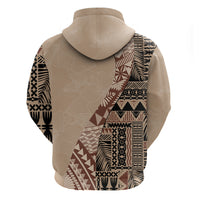 Bula Fiji Hoodie Tribal Masi Tapa - Beige LT7 - Polynesian Pride