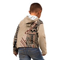 Bula Fiji Kid Hoodie Tribal Masi Tapa - Beige LT7 - Polynesian Pride