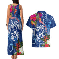 Guam Christmas Couples Matching Tank Maxi Dress and Hawaiian Shirt Turtle Mix Tapa Felis Pasgua LT7 - Polynesian Pride