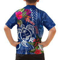 Guam Christmas Family Matching Off Shoulder Maxi Dress and Hawaiian Shirt Turtle Mix Tapa Felis Pasgua LT7 - Polynesian Pride