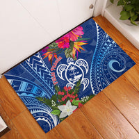 Guam Christmas Rubber Doormat Turtle Mix Tapa Felis Pasgua LT7 Blue - Polynesian Pride