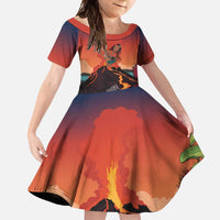 Hawaii Kilauea Volcano Family Matching Long Sleeve Bodycon Dress and Hawaiian Shirt Pele Goddess
