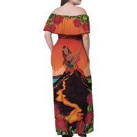 Hawaii Kilauea Volcano Family Matching Off Shoulder Maxi Dress and Hawaiian Shirt Pele Goddess